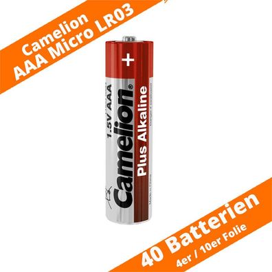 40 x Camelion AAA Micro LR03 Plus Alkaline Batterien 1,5V MN2400 Spielzeug LED