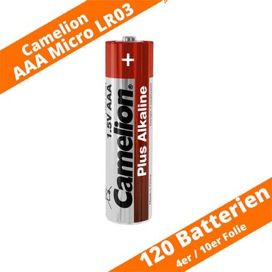 120 x Camelion AAA Micro LR03 Plus Alkaline Batterien 1,5V MN2400 Spielzeug LED