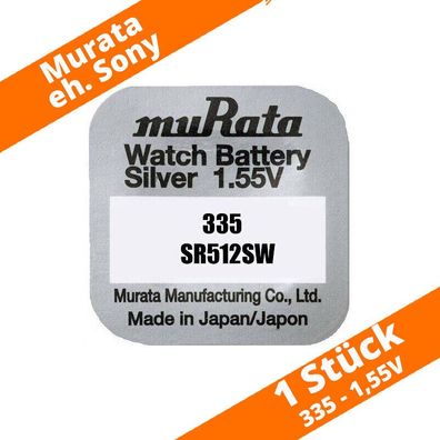 1 x Murata eh. Sony 335 Knopfzellen SR512SW Uhr Batterien Silberoxid 1,55V