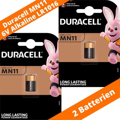 2 x Duracell MN11 V11A A11 LR1016 LR11A 6V Batterie Knopfzelle Alkaline