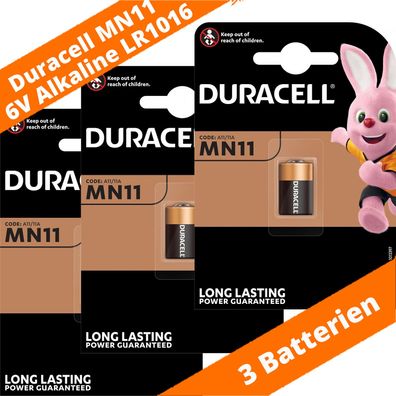3 x Duracell MN11 V11A A11 LR1016 LR11A 6V Batterie Knopfzelle Alkaline