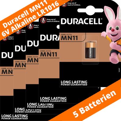 5 x Duracell MN11 V11A A11 LR1016 LR11A 6V Batterie Knopfzelle Alkaline