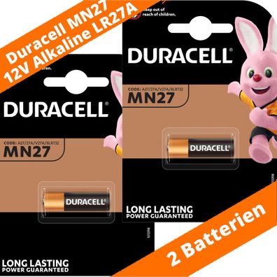 2 x Duracell MN27 V27A A27 8LR732 12V Batterie Knopfzelle Alkaline Fernbedienung