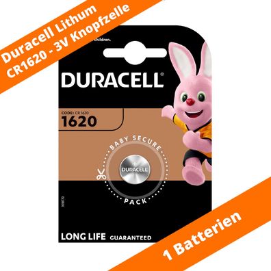 1 x CR1620 Duracell Lithium Knopfzelle DL1620 75mAh 3V Batterie 1 x 1er VPE