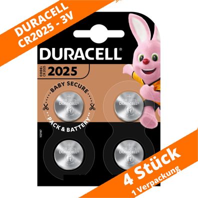 4 x CR2025 Duracell Lithium Knopfzelle DL2025 150mAh 3V Batterie 1 x 4er VPE
