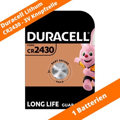 1 x CR2430 Duracell Lithium Knopfzelle DL2430 270mAh 3V Batterie 1 x 1er VPE