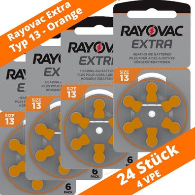24 x Rayovac Extra Typ 13 Orange PR48 ZA13 D13 Hörgerätebatterien 1,45V 4 x 6er