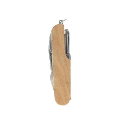 Vielseitiges Taschenmesser aus Edelstahl mit Buchenholzgriff und 11 Tools