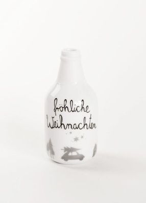 Mini Winter Flaschenvase "Fröhliche Weihnachten"