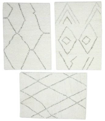 Indien Handgewebte Teppich Berber Modern Design 90 cm x 60 cm 3 Teilige Neu