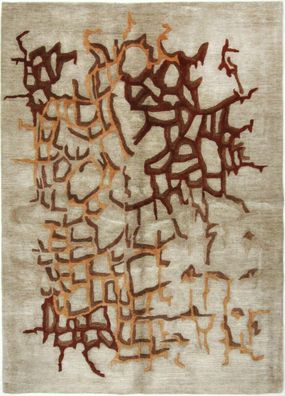 Teppich Modern / Schurwolle / Bambussilk / Handtuft / Indien ca.239x171 cm