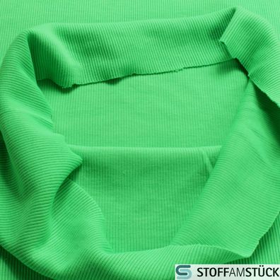 0,5 Meter Stoff Baumwolle Elastan Rib Bündchen neon grün 35 cm breit