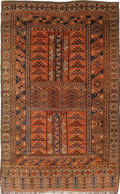 Original Afghan Alt Teppich 204 cm x 155 cm Braun Farbe Nr :794 Orientteppich