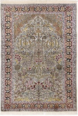 Teppich Handgeknüpft Kashmir Seide Orientteppich 185 x 125 cm Indien Teppich 87