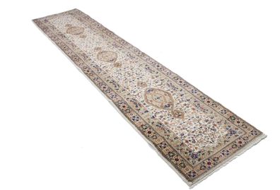 Teppich Handgeknüpft Täbriz Orientteppich 330 x 70 cm Perserteppich Nr : 6-yo