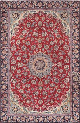 Original Perserteppich Isfahan 322 cm x 209 cm Orient Wollteppich Rot Teppich