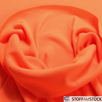 0,5 Meter Stoff Baumwolle Elastan Rib Bündchen neon orange 35 cm breit