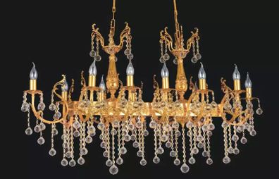 Deckenleuchter Luxus Kronleuchter Deckenlampe Lüster Gold Kristall Lampe