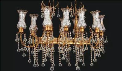 Kronleuchter Deckenleuchter Luxus Deckenlampe Lüster Gold Kristall Leuchte