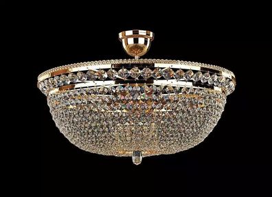 Runde Kristall Leuchte Deckenlampe Luxus Lüster Deckenleuchter Gold Kronleuchter