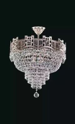 Deckenleuchter Luxus Kronleuchter Deckenlampe Lüster Silber Kristall Lampe