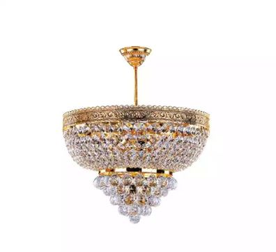 Runder Kronleuchter Luxus Deckenleuchter Lüster Deckenlampe Kristall Gold 50x60