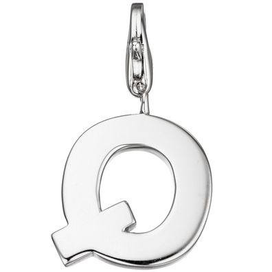 Einhänger Charm Buchstabe Q 925 Sterling Silber Anhänger für Bettelarmband