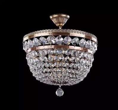 Deckenleuchter Luxus Lüster Deckenlampe Kronleuchter Gold Kristall Art