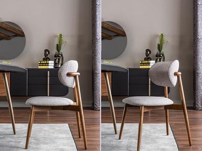 Esszimmerstuhl Set 4tlg Küchenstuhl Stühle ohne Armlehnen Stoff Grau