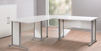 Eckschreibtisch PRIMA Winkelschreibtisch Schreibtisch in Weiß Grau