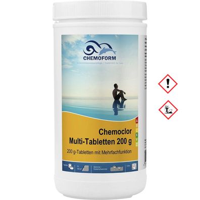 Chemoform Chlor Multi-Tabletten 200g 1kg | Poolwasserpflege Tabs 3in1 Aktivchlor