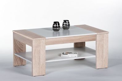 Couchtisch Finley Beistelltisch Wohnzimmertisch Tisch Eiche weiß Schublade 100cm
