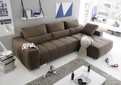 Eckcouch "Lopez" Couch Schlafsofa Funktionssofa ausziehbar braun 293 cm