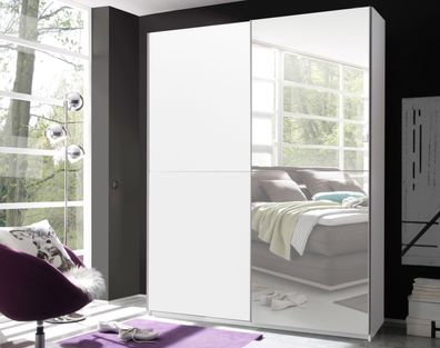 Kleiderschrank Schwebetürenschrank Schlafzimmer 170cm weiß Spiegel