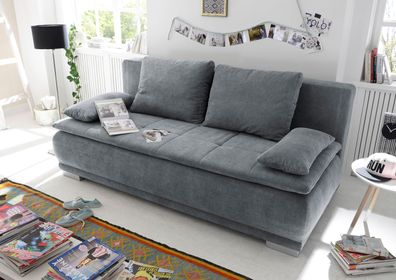 Couch Sofa Zweisitzer LUIGI Schlafcouch Schlafsofa ausziehbar anthrazit 208cm