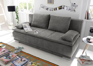 Couch Sofa Zweisitzer LUIGI Schlafcouch Schlafsofa ausziehbar stone grau braun