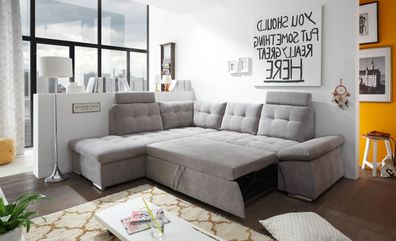 Ecksofa Couch NALO XL Sofa Schlafcouch Bettsofa schlamm grau L-Form links