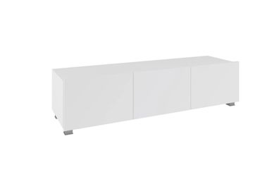Expressversand FURNIX Lowboard PUNE RTV150 moderne TV-Kommode Weiß-Weiß glänzend