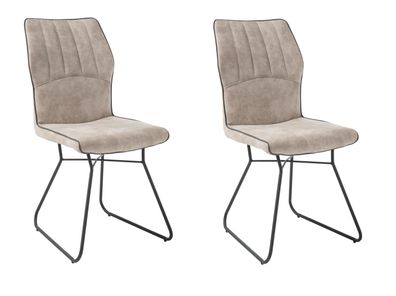 Stuhlset TALIA 2-tlg Stuhl Esszimmerstuhl Küchenstuhl Gestell Metall beige grau