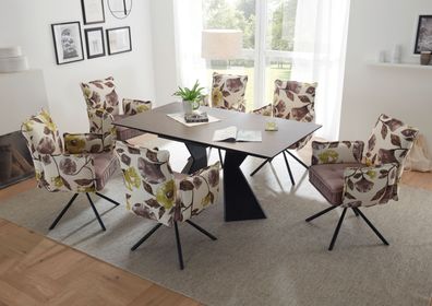 Essgruppe Robinson Tischgruppe 6 Stühle ausziehbar Keramik rechteckig braun 160