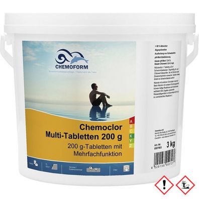 3 kg Multitabs 200G Chlortabletten Multifunktion Chlor Tabs für Pool Chemoform