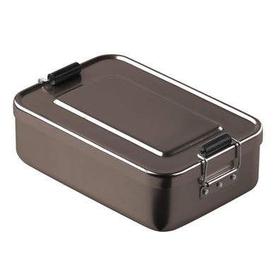 Vorratsdose "Metallic" mit Deckel zwei Klemmbügeln, Brotzeitbox aus Aluminium