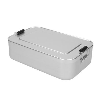 große Lunchbox "Aluminium" mit Deckel zwei Klemmbügeln