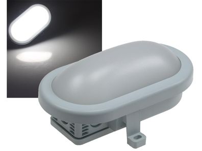 LED Oval-Armatur REV mit HF-Sensor10W,800lm, 168x115x70mm, 6500K, grau