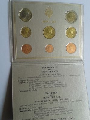 Original Kursmünzensatz KMS 2006 Vatikan Papst Benedikt XVI. im Folder