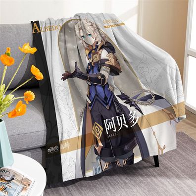 3D Genshin Impact Flannel Fleece Nap Blanket Lumine Keqing Xiao Klee Decke Sofa Quilt