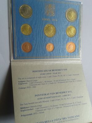 Original Kursmünzensatz KMS 2012 Vatikan Papst Benedikt XVI. im Folder