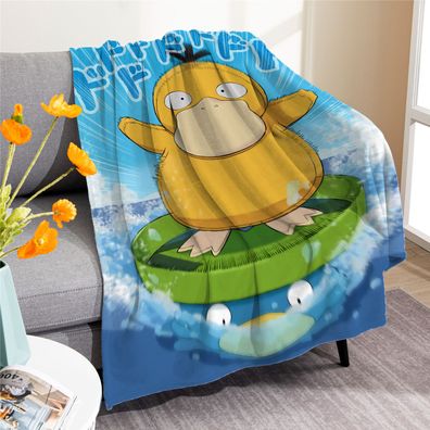 Anime Pokemon Psyduck Flannel Fleece Blanket Pikachu Golduck Nap Decke Sofa Quilt