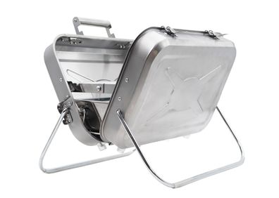 Kleiner tragbarer Koffer-Grill aus Edelstahl - kompakte Maße 40x31,5x32 cm I 4kg