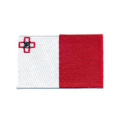 80 x 50 mm Malta Gozo Valletta Flagge Fahne EU Patch Aufnäher Aufbügler 1369 X